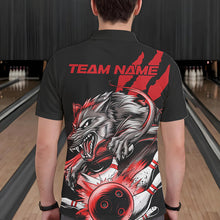 Load image into Gallery viewer, Custom Black And Red Wolf Bowling Men Polo Shirts, Wolf Scratch Bowling Team League Shirt IPHW8719