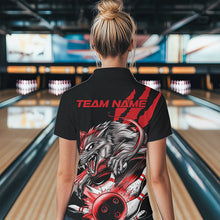 Load image into Gallery viewer, Custom Black And Red Wolf Bowling Women Polo Shirts, Wolf Scratch Bowling Team League Shirt IPHW8719