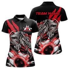 Load image into Gallery viewer, Custom Black And Red Wolf Bowling Women Polo Shirts, Wolf Scratch Bowling Team League Shirt IPHW8719