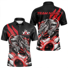 Load image into Gallery viewer, Custom Black And Red Wolf Bowling Men Polo Shirts, Wolf Scratch Bowling Team League Shirt IPHW8719