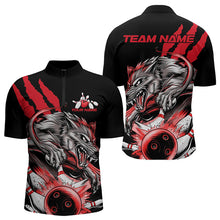 Load image into Gallery viewer, Custom Black And Red Wolf Bowling Men Quarter-Zip Shirts, Wolf Scratch Bowling Team League Shirt IPHW8719