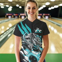 Load image into Gallery viewer, Custom Black And Blue Wolf Bowling Women Quarter-Zip Shirt, Wolf Scratch Bowling Team Shirt IPHW8720