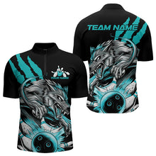Load image into Gallery viewer, Custom Black And Blue Wolf Bowling Men Quarter-Zip Shirts, Wolf Scratch Bowling Team League Shirt IPHW8720
