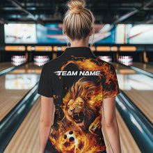Load image into Gallery viewer, Custom Fire Flame Lion Bowling Team Women Quarter-Zip Shirts, Lion Bowling League Shirt IPHW8976