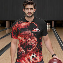 Load image into Gallery viewer, Custom Red Flame Lion Bowling Team Men Polo Shirts, Lion Bowling League Shirt IPHW8977
