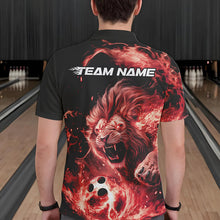 Load image into Gallery viewer, Custom Red Flame Lion Bowling Team Men Polo Shirts, Lion Bowling League Shirt IPHW8977