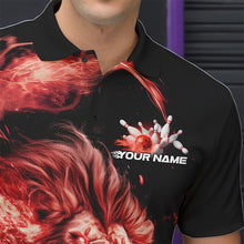 Load image into Gallery viewer, Custom Red Flame Lion Bowling Team Men Polo Shirts, Lion Bowling League Shirt IPHW8977