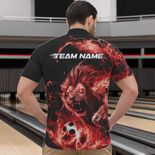 Load image into Gallery viewer, Custom Red Flame Lion Bowling Team Men Quarter-Zip Shirts, Lion Bowling League Shirt IPHW8977