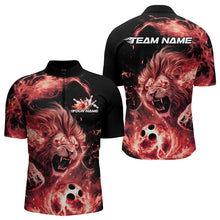 Load image into Gallery viewer, Custom Red Flame Lion Bowling Team Men Quarter-Zip Shirts, Lion Bowling League Shirt IPHW8977