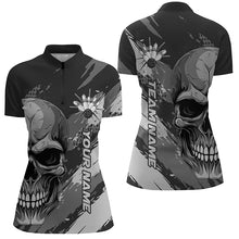 Load image into Gallery viewer, Personalized Skull Bowling Shirt For Women, Custom Team&#39;S Name Flame Bowler Jerseys IPHW5168