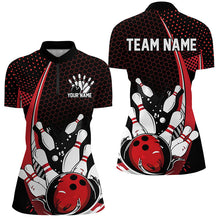 Load image into Gallery viewer, Custom Black And Red Bowling Shirts For Women, Classic Retro Bowling Jerseys Bowlers Outfit IPHW7279