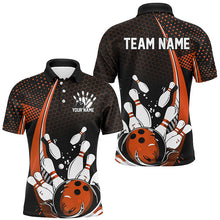 Load image into Gallery viewer, Custom Black And Orange Bowling Shirts For Men, Classic Retro Bowling Jerseys Bowlers Outfit IPHW7280