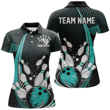 Load image into Gallery viewer, Custom Black And Blue Ladies Bowling Shirts, Classic Retro Bowling Jerseys Bowlers Outfit IPHW7281