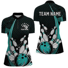 Load image into Gallery viewer, Custom Black And Blue Ladies Bowling Shirts, Classic Retro Bowling Jerseys Bowlers Outfit IPHW7281