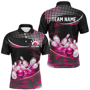 Pink Camo Custom Bowling Shirts For Men, Bowling League Shirt Bowling Team Uniform With Name IPHW7286