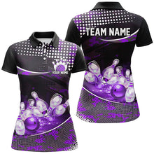 Load image into Gallery viewer, Purple Camo Custom Name Bowling Shirts For Women, Bowling League Shirt Bowling Team Uniform IPHW7287