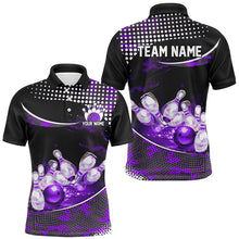 Load image into Gallery viewer, Purple Camo Custom Name Bowling Shirts For Men, Bowling League Shirt Bowling Team Uniform IPHW7287