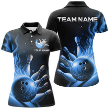 Load image into Gallery viewer, Personalized Blue Flame Bowling Polo Shirts For Men Bowling Team Jerseys Strike Bowling IPHW7290
