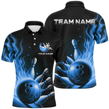 Load image into Gallery viewer, Personalized Blue Flame Bowling Polo Shirts For Men Bowling Team Jerseys Strike Bowling IPHW7290