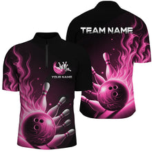 Load image into Gallery viewer, Personalized Pink Flame Bowling Polo Shirts For Men Bowling Team Jerseys Strike Bowling IPHW7291