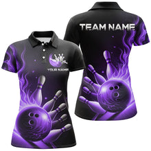 Load image into Gallery viewer, Personalized Purple Flame Bowling Polo Shirts For Men Bowling Team Jerseys Strike Bowling IPHW7292