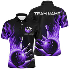 Load image into Gallery viewer, Personalized Purple Flame Bowling Polo Shirts For Men Bowling Team Jerseys Strike Bowling IPHW7292
