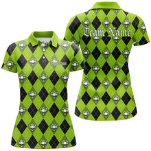 Load image into Gallery viewer, Green Argyle Pattern Custom Skull Bowling Shirts For Women, Halloween Outfit Bowling IPHW7299