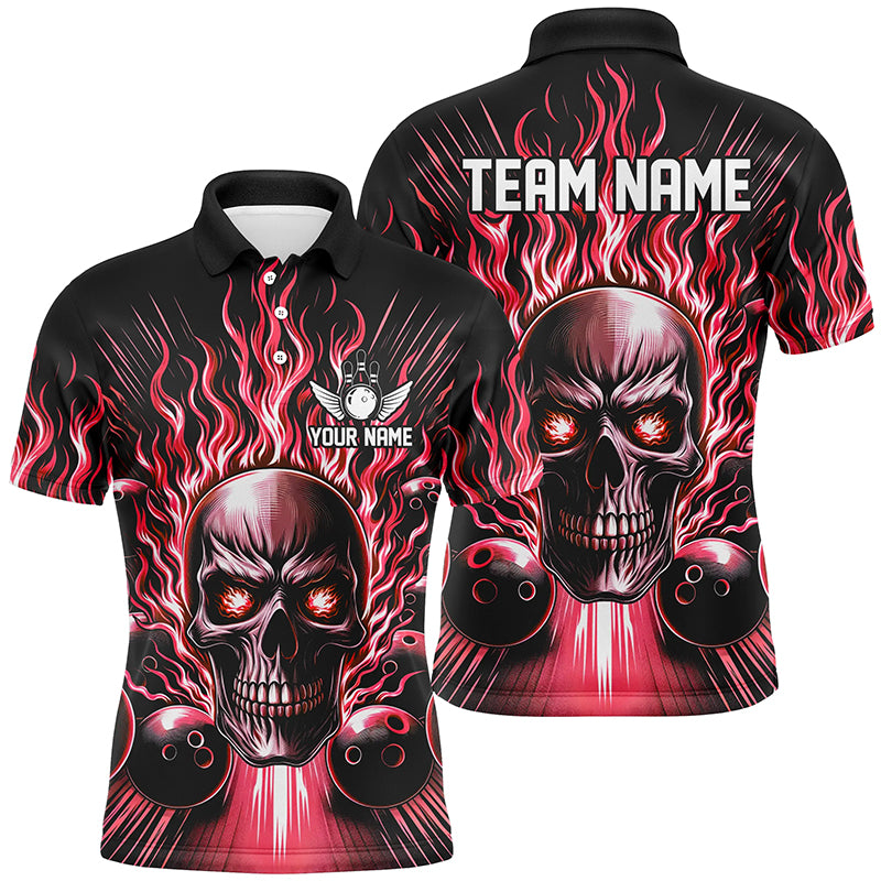 Personalized Multi-Color Skull Bowling Shirt For Men, Women And Kids, Custom Team'S Name Flame Bowler Jerseys IPHW5819