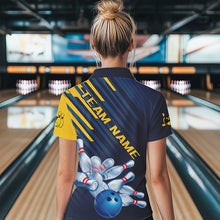 Load image into Gallery viewer, Custom Blue And Yellow Bowling Jerseys, Bowling Team Womens Quarter-Zip Shirts IPHW8530