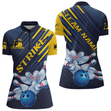 Load image into Gallery viewer, Custom Blue And Yellow Bowling Jerseys, Bowling Team Womens Quarter-Zip Shirts IPHW8530