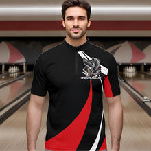 Load image into Gallery viewer, Custom Black And Red Eagle Bowling Men Quarter-Zip Shirts, Eagle Bowling Team Jerseys IPHW8732