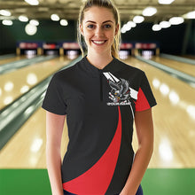 Load image into Gallery viewer, Custom Black And Red Eagle Bowling Women Quarter-Zip Shirts, Eagle Bowling Team Jerseys IPHW8732
