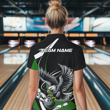 Load image into Gallery viewer, Custom Black And Green Eagle Bowling Women Polo Shirts, Eagle Bowling Team Jerseys IPHW8735