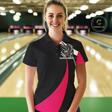Load image into Gallery viewer, Custom Black And Pink Eagle Bowling Jerseys, Eagle Bowling League Shirt Team Uniform IPHW10812