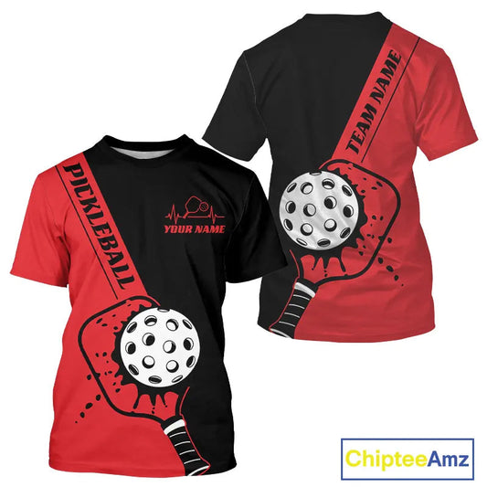 Black And Red Custom Pickleball Team For Men, Pickleball Jersey Outfit IPHW10821
