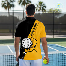 Load image into Gallery viewer, Black And Yellow Custom Pickleball Team Shirts For Men, Pickleball Jersey Outfit IPHW10823