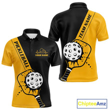 Load image into Gallery viewer, Black And Yellow Custom Pickleball Team Shirts For Men, Pickleball Jersey Outfit IPHW10823