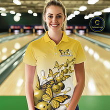 Load image into Gallery viewer, Custom Yellow Gradient Butterfly Bowling Women Polo Shirts For Team, Bowling League Shirt IPHW10826