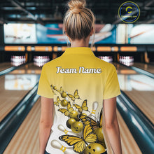 Load image into Gallery viewer, Custom Yellow Gradient Butterfly Bowling Women Polo Shirts For Team, Bowling League Shirt IPHW10826