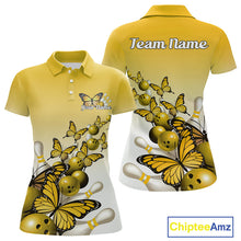Load image into Gallery viewer, Custom Yellow Gradient Butterfly Bowling Women Polo Shirts For Team, Bowling League Shirt IPHW10826
