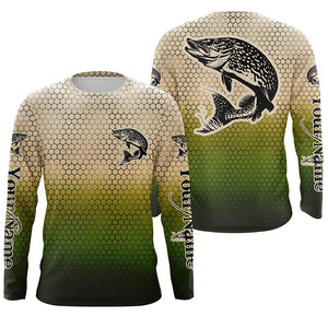 Custom Pike Fishing Long Sleeve Tournament Fishing Shirts, Pike Uv Protection Fishing Jerseys IPHW6218