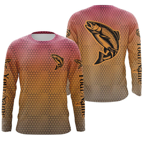 Custom Rainbow Trout Fly Fishing Long Sleeve Shirts, Trout Tournament Fishing Shirts IPHW6219