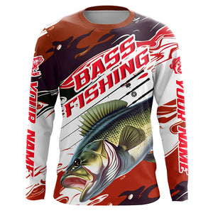 Custom Largemouth Bass Fishing Jerseys, Bass Long Sleeve Tournament Fishing Shirts | Red Camo IPHW6225