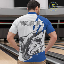 Load image into Gallery viewer, Custom White And Blue Shark Jerseys, Shark Bowling Team Men Quarter-Zip Shirts Bowlers Outfit IPHW8990