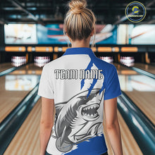 Load image into Gallery viewer, Custom White And Blue Shark Jerseys, Bowling Team Women Quarter-Zip Shirts Bowlers Outfit IPHW8990