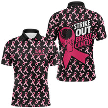 Load image into Gallery viewer, Strike Out Breast Cancer Pink Ribbon Pattern Custom Bowling Shirts For Men Bowling Jerseys IPHW7047