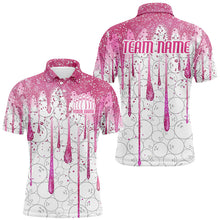 Load image into Gallery viewer, 3D Pink Glitter Pink Ribbon Pattern Custom Breast Cancer Bowling Polo Shirts For Men And Women IPHW7051
