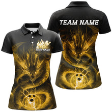 Load image into Gallery viewer, Black And Gold Custom Dragon Ladies Bowling Shirts, Bowling Team Uniform Bowler Outfits IPHW7617