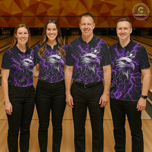 Load image into Gallery viewer, Custom Purple Lightning Flame Eagle Men Bowling Shirt, Patriotic US Team Shirt IPHW10175