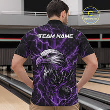Load image into Gallery viewer, Custom Purple Lightning Flame Eagle Men Bowling Shirt, Patriotic US Team Shirt IPHW10175